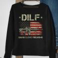 Gun American Flag Dilf - Damn I Love Firearms Sweatshirt Gifts for Old Women