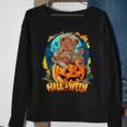 Halloween Special Scary Teddy Bear On Top Of Pumpkin Sweatshirt Gifts for Old Women