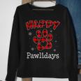 Happy Pawlidays Buffalo Plaid Paw Christmas Puppy Dog Lover Sweatshirt Gifts for Old Women