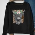 Highland Castle Leopard Flower Cow Western Cowhide Cowgirl Gift For Womens Sweatshirt Gifts for Old Women