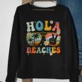 Hola Beaches Groovy Retro Funny Beach Vacation Summer Vacation Funny Gifts Sweatshirt Gifts for Old Women
