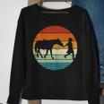 Horse And Girl Silhouette Sunset Retro Cowgirl Equestrian Sweatshirt Gifts for Old Women