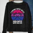 I Swing Both Ways With An Axe Bisexual Lgbt Pride Retro Sweatshirt Gifts for Old Women