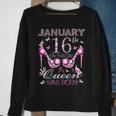 On January 16Th A Queen Was Born Aquarius Capricorn Birthday Sweatshirt Gifts for Old Women