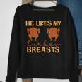 He Likes My Turkey Breasts Couple Matching Thanksgiving Sweatshirt Gifts for Old Women