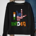 I Love India Sign Language Flag Of Usa And India Indian Sweatshirt Gifts for Old Women
