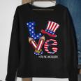Love Teacher Life American Flag 4Th Of July Uncle Sam Hat Sweatshirt Gifts for Old Women