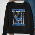 My Fiance Has Your Back Proud Air Force Fiancee Lover Gift Sweatshirt Gifts for Old Women