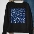 Nautical Navy Blue Anchor Pattern Sweatshirt Gifts for Old Women