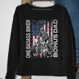 One Badass Biker Bonus Dad Grunge American Flag Skeleton Funny Gifts For Dad Sweatshirt Gifts for Old Women