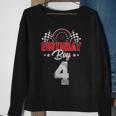 Race Car 4Th Birthday Boy Party Racing 4 Year Old Pit Crew Racing Funny Gifts Sweatshirt Gifts for Old Women