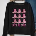 Retro Lets Go Girls Boot Pink Western Cowgirl Sweatshirt Gifts for Old Women