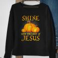 Shine With The Light Of Jesus Christian Halloween Pumpkin Sweatshirt Gifts for Old Women
