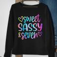 Sweet Sassy And Seven Girls Birthday Tie Dye 7 Year Old Kids Sweatshirt Gifts for Old Women