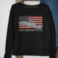 Uss Duncan Ffg-10 Ship Diagram American Flag Sweatshirt Gifts for Old Women