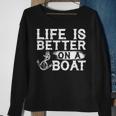 Vintage Life Is Better On A Boat Sailing Fishing Sweatshirt Gifts for Old Women