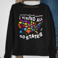 I Visited All 50 States Us Map Travel Challenge Sweatshirt Gifts for Old Women