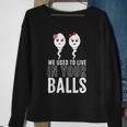 We Used To Live In Your Balls Fathers Day Cute 2 Girls Sperm Sweatshirt Gifts for Old Women