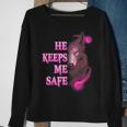 Wolf He Keeps Me Safe - She Keeps Me Wild Gifts For Wolf Lovers Funny Gifts Sweatshirt Gifts for Old Women