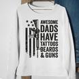 Awesome Dads Have Tattoos Beards & Guns - Funny Dad Gun Sweatshirt Gifts for Old Women