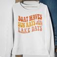 Boat Waves Sun Rays Lake Days Cute Retro 70S Summer Vacation Sweatshirt Gifts for Old Women