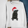 Cute Black Pug Santa Hat Matching Christmas Fun Sweatshirt Gifts for Old Women