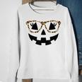 Jack O Lantern Face Pumpkin Hallowen Leopard Print Glasses Sweatshirt Gifts for Old Women