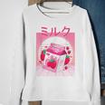 Milk Shake Carton Funny Japanese Kawaii Strawberry Retro 90S 90S Vintage Designs Funny Gifts Sweatshirt Gifts for Old Women