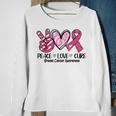 Peace Love Cure Breast Cancer Pink Ribbon Awareness Sweatshirt Gifts for Old Women