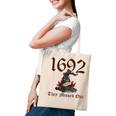 Retro Vintage Salem 1692 They Missed One Floral Witch Hat Tote Bag
