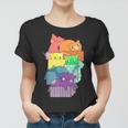 Cute Kawaii Cats Pile Lgbt Gay Pride Rainbow Flag Anime Cat Women T-shirt