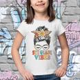 Groovy Retro 5Th Grade Vibes Messy Bun Back To School Retro Gifts Youth T-shirt