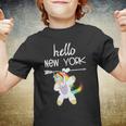 Hello New York Nyc Dabbing Unicorn Girls Kids Funny Quote Youth T-shirt