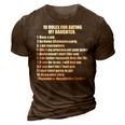 10 Rules Dating My Daughter Overprotective Dad Protective Gift For Women 3D Print Casual Tshirt Brown