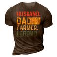 Fathers Day Husband Dad Farmer Legend Funny Vintage 3D Print Casual Tshirt Brown