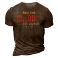 First Time Dad Fathers Day Promoted To Daddy Est 2023 3D Print Casual Tshirt Brown