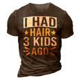 Funny Bald Dad Father Of Three Triplets Husband Fathers Day Gift For Mens Gift For Women 3D Print Casual Tshirt Brown