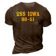 Iowa Battleship Veteran Warship Bb61 Father Grandpa Dad Son Gift For Women 3D Print Casual Tshirt Brown