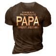 Promoted To Papa Est2023 Funny Mens First Time Dad Daddy 3D Print Casual Tshirt Brown