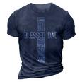 Fathers Day Blessed Dad Cross Words Christian Papa Daddy Men Gift For Mens 3D Print Casual Tshirt Navy Blue