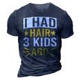 Funny Bald Dad Father Of Three Triplets Husband Fathers Day Gift For Mens Gift For Women 3D Print Casual Tshirt Navy Blue