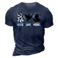 Peace Love Hockey Funny Mommy Dad Boys Girls Son Daughter 3D Print Casual Tshirt Navy Blue