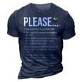 Stop Questioning My Parenting Skills Autistic Mom Dad Autism 3D Print Casual Tshirt Navy Blue