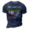 Vintage Best Dog Dad Ever Siberian Husky Fathers Day 3D Print Casual Tshirt Navy Blue