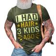 Funny Bald Dad Father Of Three Triplets Husband Fathers Day Gift For Mens Gift For Women 3D Print Casual Tshirt Army Green