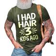 Funny Bald Dad Father Of Three Triplets Husband Fathers Day Gift For Womens Gift For Women 3D Print Casual Tshirt Army Green