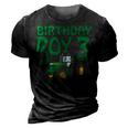 Kids 3Rd Birthday Green Farm Tractor | Three 3 Year Old Tractor Funny Gifts 3D Print Casual Tshirt Vintage Black