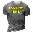 Iowa Battleship Veteran Warship Bb61 Father Grandpa Dad Son Gift For Women 3D Print Casual Tshirt Grey