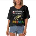 Ofishally The Best Mama Fishing Rod Mommy Funny Mothers Day Gift For Women Women's Bat Sleeves V-Neck Blouse