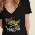 Mothers Day Funny Retro Reel Cool Mama Fishing Lover Gift For Womens Gift For Women Women's Jersey Short Sleeve Deep V-Neck Tshirt